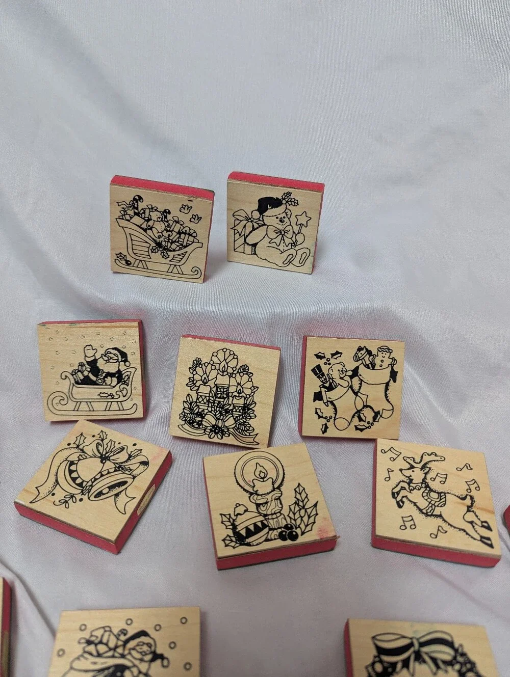 15 Vintage Christmas Holiday Rubber Stamps Crafts Card Making Santa, Bears, Gift